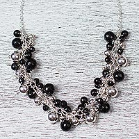 Obsidian cluster necklace - Ritual Adornments | NOVICA