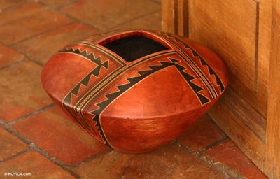 Unique Square Mouth Ancient Ceramic Vessel Art Mexico