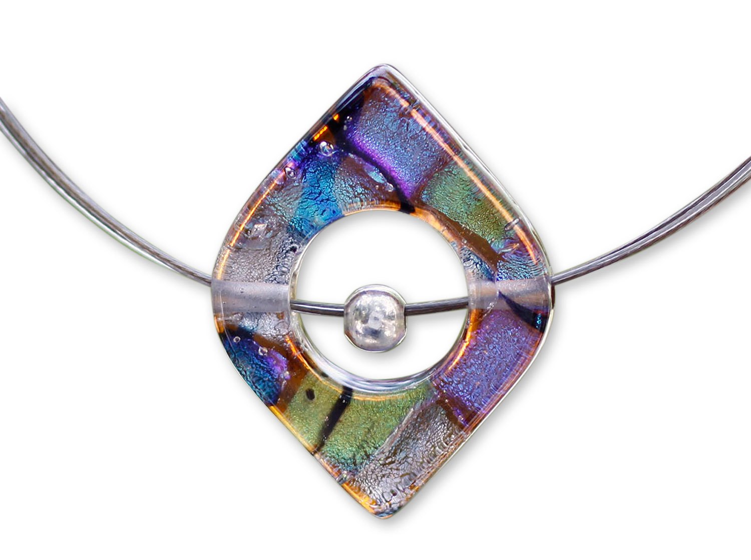 Art Glass Pendant Necklace Electric Earth NOVICA