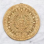 Mexico Archaeological Ceramic Placque, 'Small Ochre Aztec Calendar'