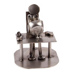 Iron statuette, 'Rustic Computer Tech' - Recycled Metal Electronics Technician Sculpture