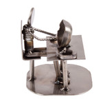 Iron statuette, 'Rustic Computer Tech' - Recycled Metal Electronics Technician Sculpture