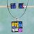 Dichroic glass jewelry set, 'Jigsaw' - Modern jewellery Set Featuring Dichroic Glass and Stainless  thumbail
