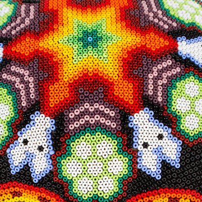 Beadwork mask, 'Scorpions and Deer' - Handcrafted Huichol Papier Mache Mask with Beadwork
