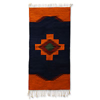 Zapotec wool rug, 'Cross of Fire' (2.5x5) - Zapotec wool rug (2.5x5)