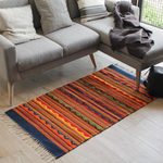 Zapotec wool rug, 'Waves of Dawn' (2.5x5) - Multicolored Zapotec Wool Rug
