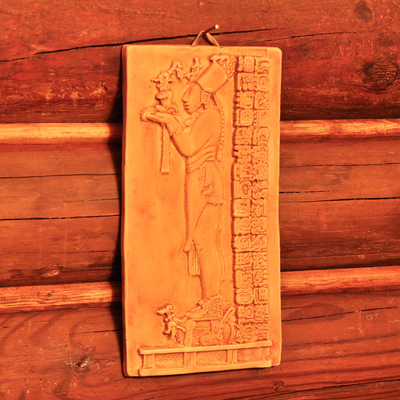 Keramische Wandtafel, „Opfergaben der Maya-Priester“. - Palenque Maya-Priester Handgemachte Keramik-Replikat-Wandtafel