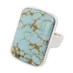 Turquoise wrap ring, 'Caribbean Mosaic' - Handcrafted Natural Turquoise and Silver Wrap Ring