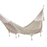 Hammock, 'Caribbean Sands' (double) - Hand Made Beige Cotton Mayan Hammock (Double)