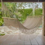 Cotton hammock, 'Maya Daydream' (single) - Natural Cotton Hammock Single Size Handmade in Mexico