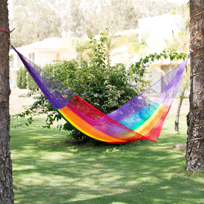 Hammock, 'Dreaming of Rainbows' (single) - Unique Striped Mayan Hammock (Single)