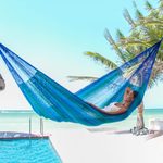 Hammock, 'Cool Lagoon' (single) - Striped Mayan Hammock (Single)