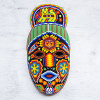 Beadwork mask, 'Messenger' - Unique Mexican Hand Beaded Papier MacheHuichol  Mask