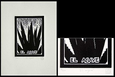 'Agave, Tequila Lotto' - Mexico Folk Art Theme Signed Limited Edition Etching