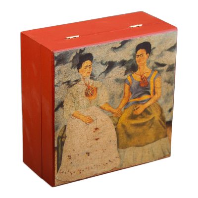 Decoupage tea bag box, 'The Two Fridas' - Kaho Art Decorative Box