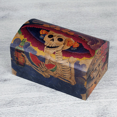 cofre de decoupage - Caja de Madera Decorativa Día de Muertos