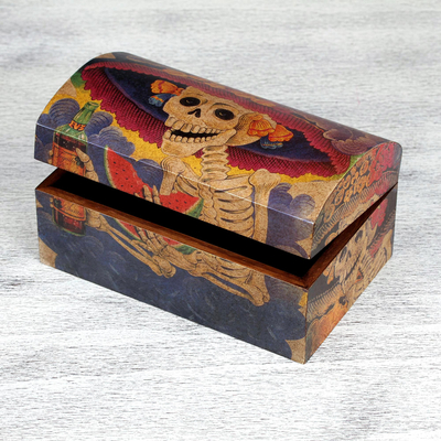 Decoupage chest, 'Catrina My Love' - Day of the Dead Decorative Wood Box