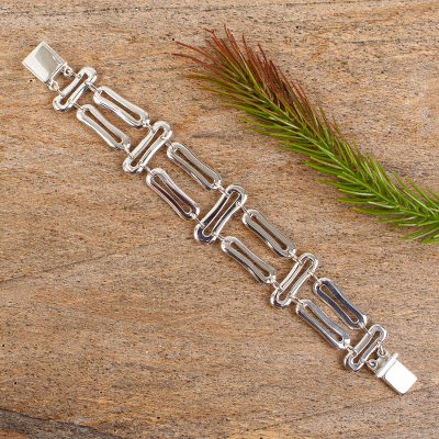 Sterling silver link bracelet, 'Voice of the Wind' - Sterling silver link bracelet