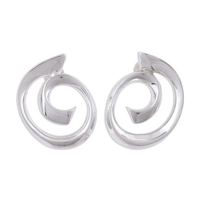 Earrings, 'Soul's Inception' - Handmade Taxco Sterling Silver Button Earrings