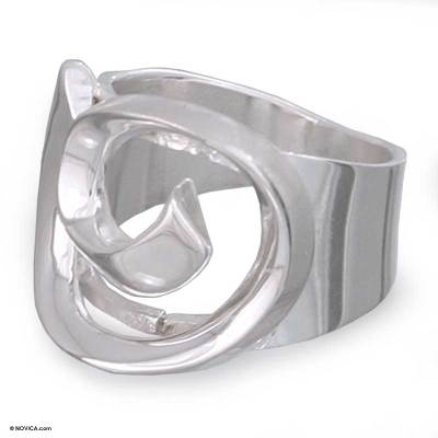 Sterling silver ring, 'Soul's Inception' - Collectible Taxco Silver Band Ring