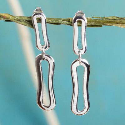 Sterling silver dangle earrings, 'Voice of the Wind' - Sterling silver dangle earrings