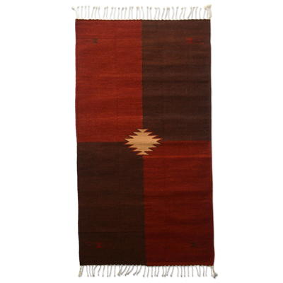 Zapotec Wool Rug 2.5 X 5 Ft Handmade Mexico