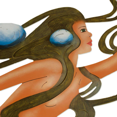Steel wall art, 'Mermaid Magic' - Handcrafted Mermaid Steel Wall Art