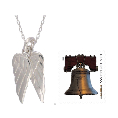 Sterling silver pendant necklace, 'Angel Wings' - Hand Crafted Taxco Silver Sterling Necklace