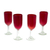 Copas de champán de vidrio soplado (juego de 4) - Juego de copas de flauta de champán de vidrio rojo soplado a mano hecho a mano