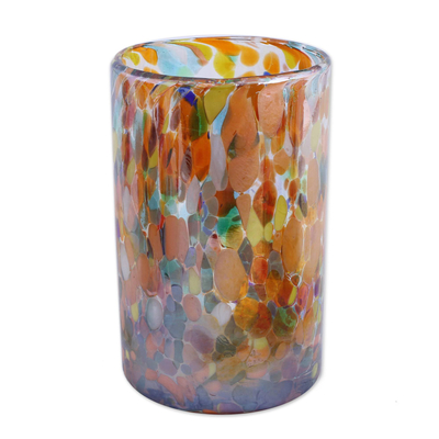 Blown glass tumblers, 'Carnival' (set of 6) - Multicolor Hand Blown Glasses Tumblers Set of 6 Mexico