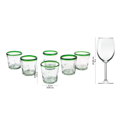 Juice glasses, 'Lime Freeze' (set of 6) - Handblown Glass Recycled Tumbler Juice Glasses Set of 6