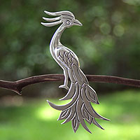 Sterling silver brooch pin,'Quetzal'