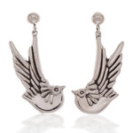 Sterling silver dangle earrings, 'Doves' Peace' - Silver Dangle Earrings Taxco Sterling 925 Handmade