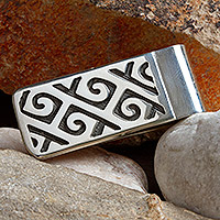 Sterling silver money clip, 'Hypnotic Waves' - Sterling silver money clip