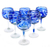 Wine glasses, 'Blue Ribbon' (large, set of 6) - Handblown Recycled Glass Striped Wine Goblets Set of 6 (image 2a) thumbail