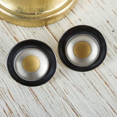 Sterling silver button earrings, 'Disco Chic' - Sterling silver button earrings