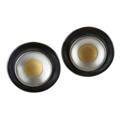 Sterling silver button earrings, 'Disco Chic' - Sterling silver button earrings