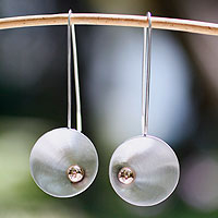 Sterling silver drop earrings, Solitaire Sun
