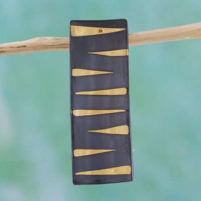 Sterling silver pendant, 'Golden Tiger' - Modern Gold Accented Pendant from Mexico