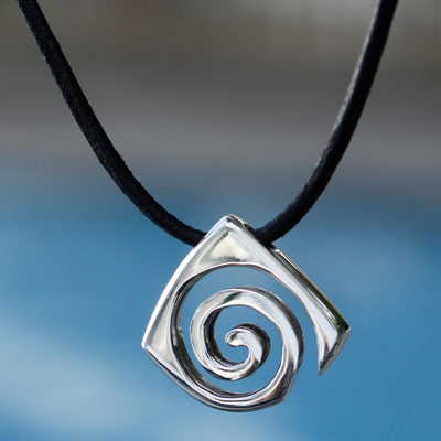 Sterling silver pendant necklace, 'Vortex' - Modern Sterling Silver Pendant Necklace