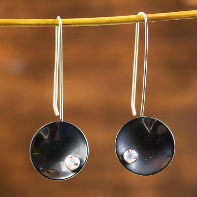 Sterling silver drop earrings, 'Venus Moon' - Sterling silver drop earrings