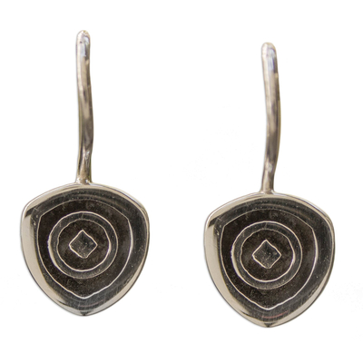 Sterling silver drop earrings, 'Hypnotize' - Unique Modern Sterling Silver Drop Earrings