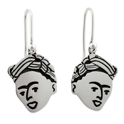 Sterling silver dangle earrings, 'For Frida' - Sterling silver dangle earrings
