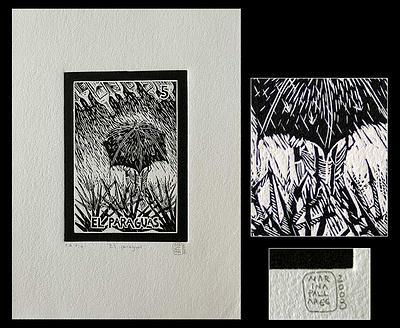 'The Umbrella, Tequila Lotto' - Unique Mexico Folk Art Theme Signed Limited Edition Etching