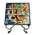 Stained glass folding table, 'Tamayo's Mandolins and Pineapples' - Stained glass folding table