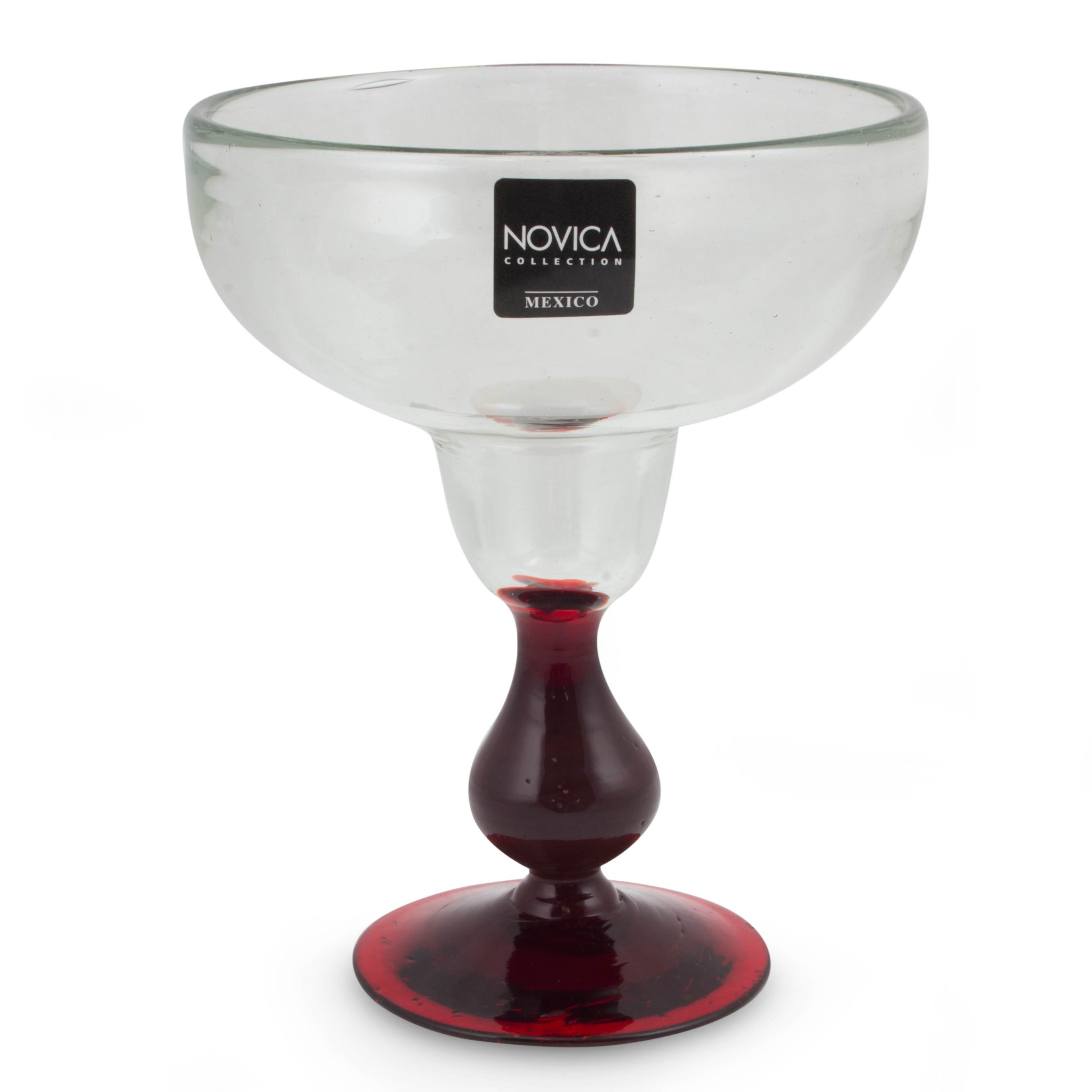 Handblown Recycled Glass Margarita Drinkware (Set of 4) Cool Rainbow