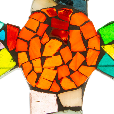 Stained glass cross, 'Fire of Faith' - Stained glass cross