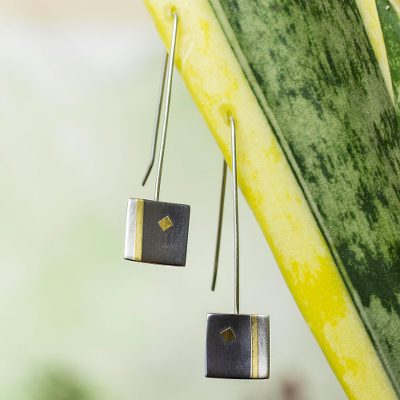 Gold plated drop earrings, 'Secret of Light' - Fair Trade Gold Accent Sterling Silver Drop Earrings