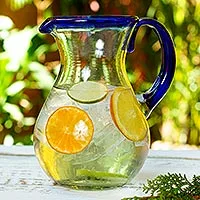 Featured review for Blown glass pitcher, Cobalt Classic