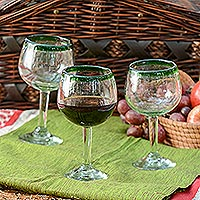 Blown glass wine glasses, Lime Globe (set of 4)